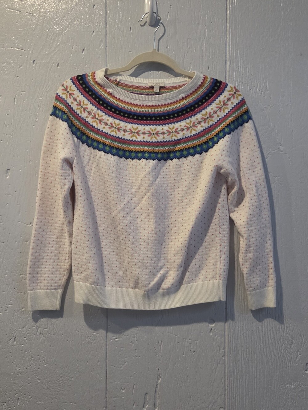 Talbots Women's Cream Fair Isle Yoke Sweater